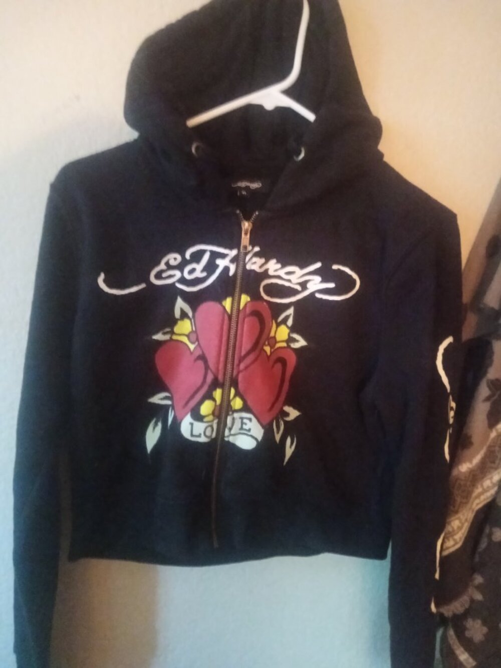 Ed Hardy cropped zip up hoodie